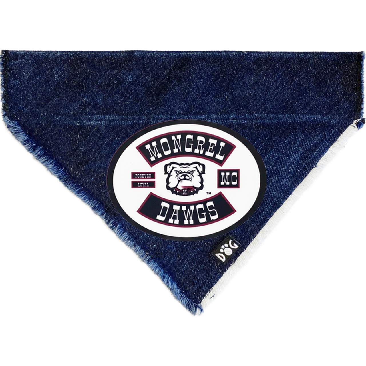 Mongrel Dawgs MC Logo (White) Denim Bandanna