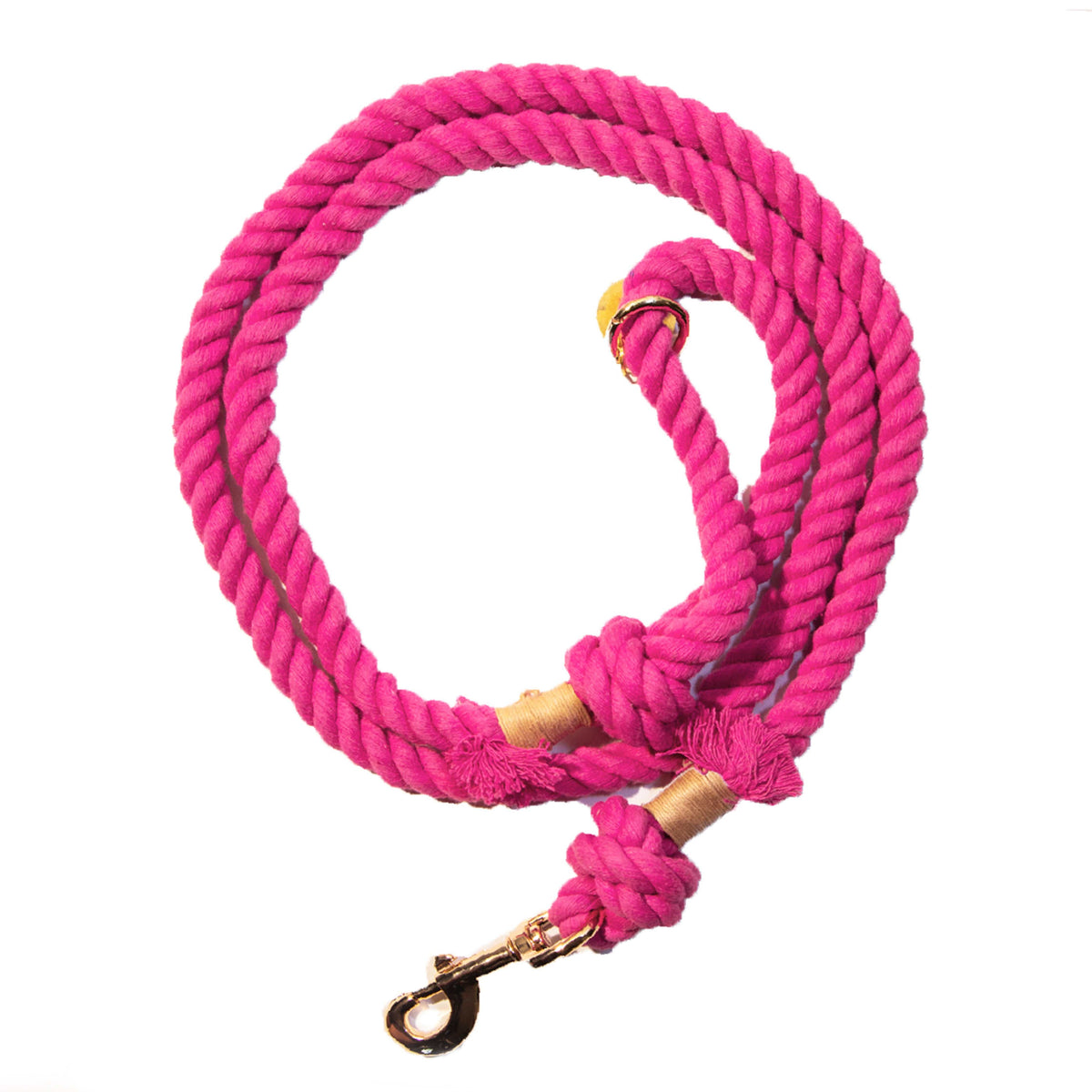 Glow Pups: Bright Pink Boho Chic Cotton Rope Dog Leash