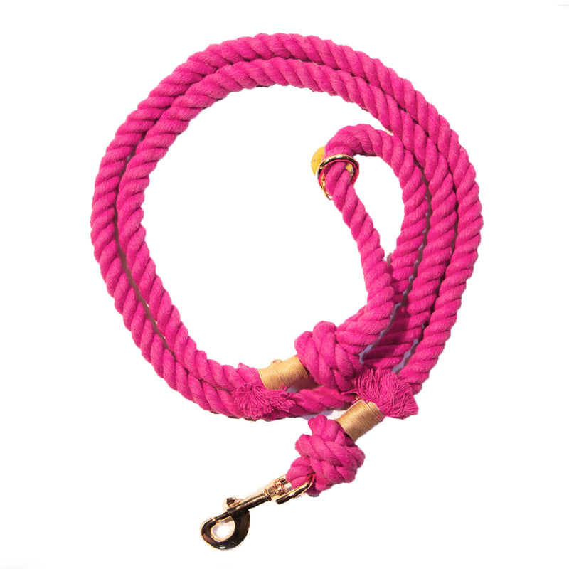 Glow Pups: Bright Pink Boho Chic Cotton Rope Dog Leash