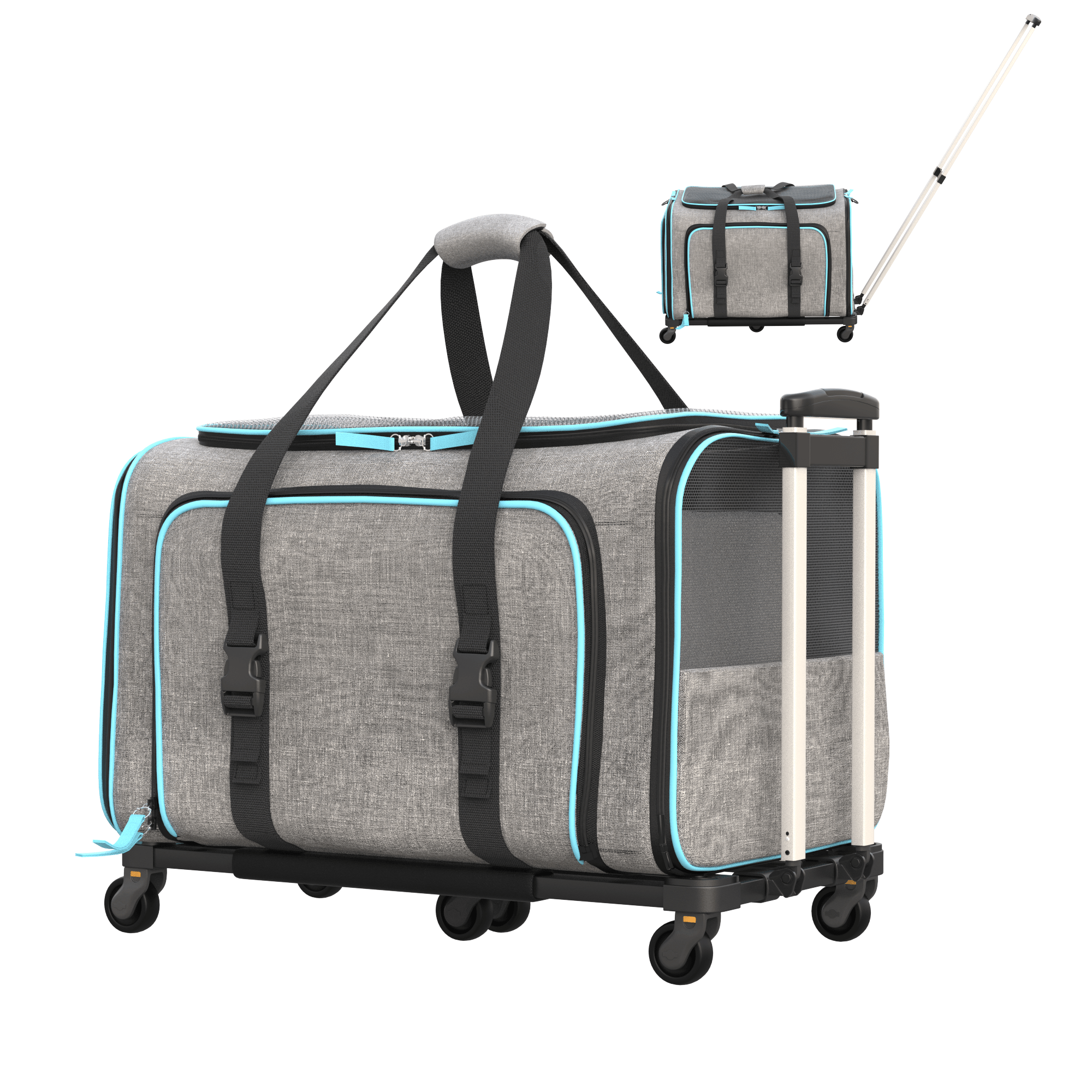 Katziela Rolling Rover Airline Compliant Expandable Wheeled Pet Carrier | HT Animal Supply