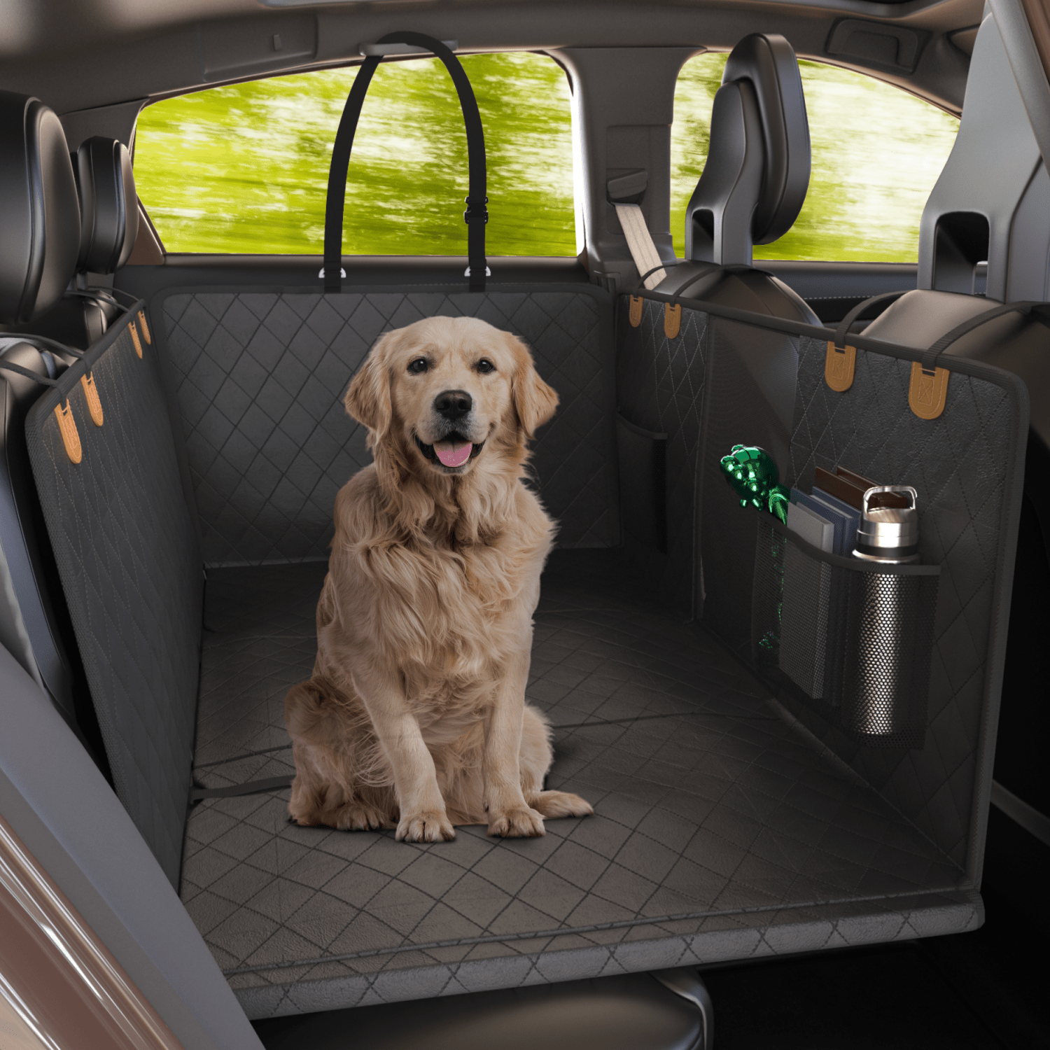 Large Seat Guard Waterproof Back Seat Extended Cover With Mesh Window Storage Pockets | HT Animal Supply