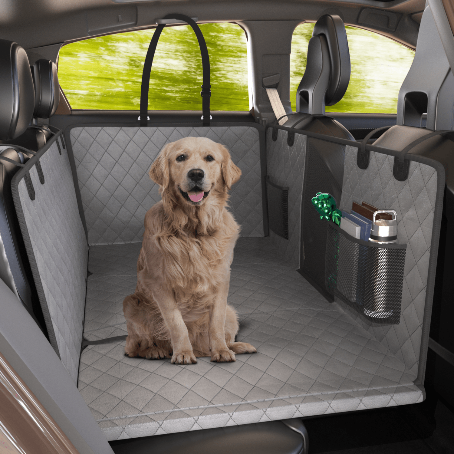Large Seat Guard Waterproof Back Seat Extended Cover With Mesh Window Storage Pockets | HT Animal Supply