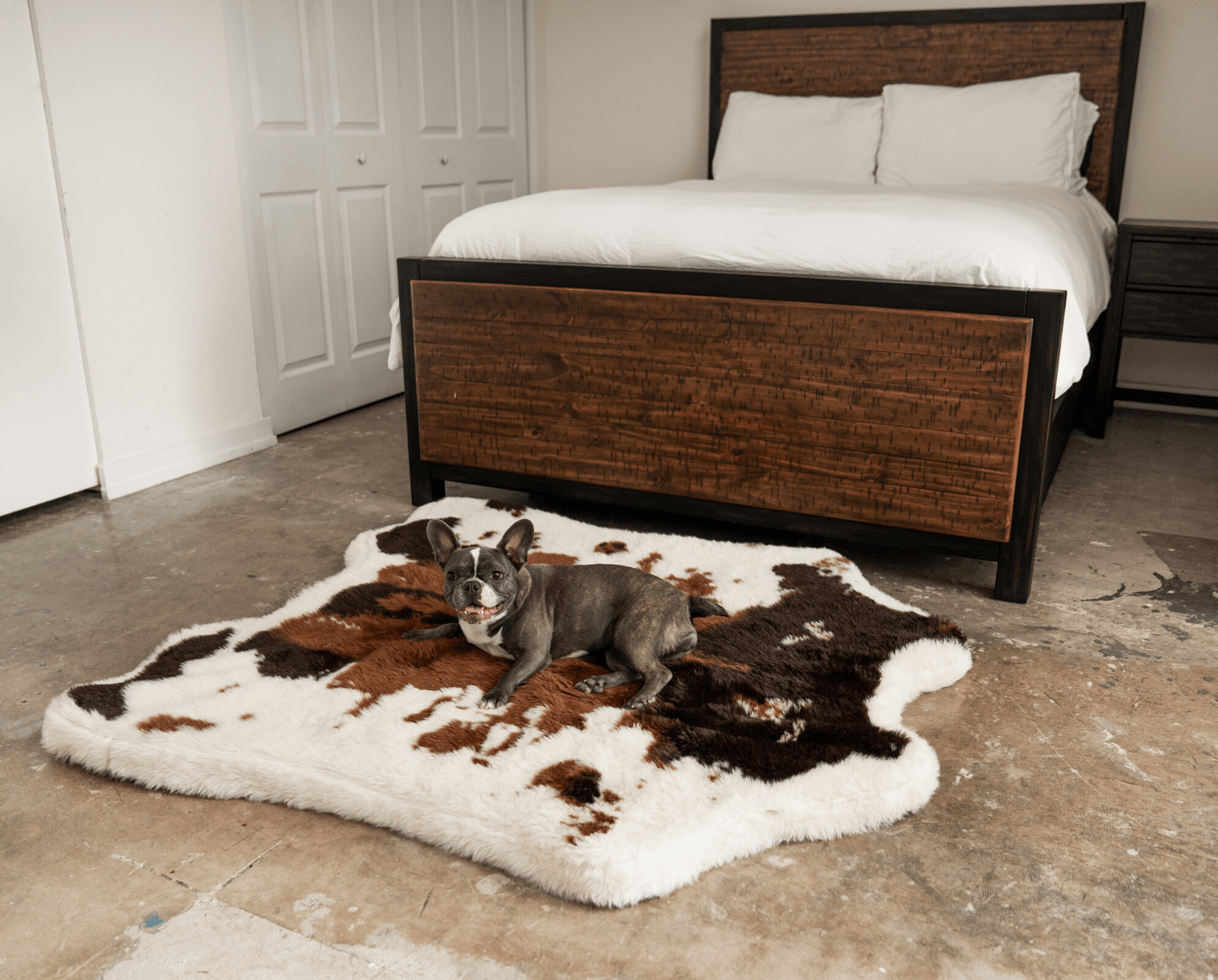 PupRug Animal Print Memory Foam Dog Bed Brown Faux Cowhide