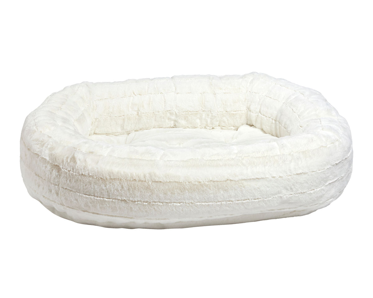 Bowsers Soft Textures Calming Donut Dog Bed - Premium Plush Round Bed
