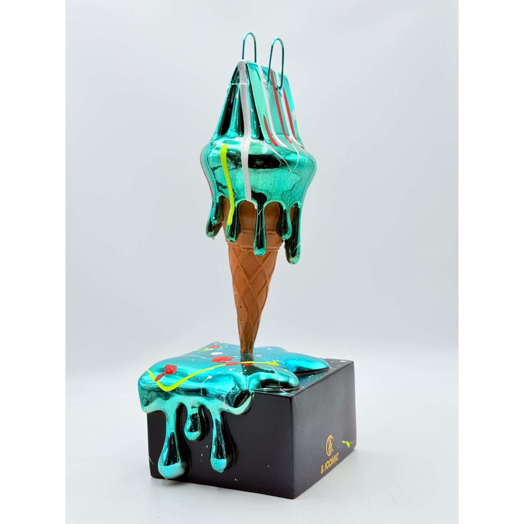 And Iconic Melty Bag Sculpture Blue Chrome Style