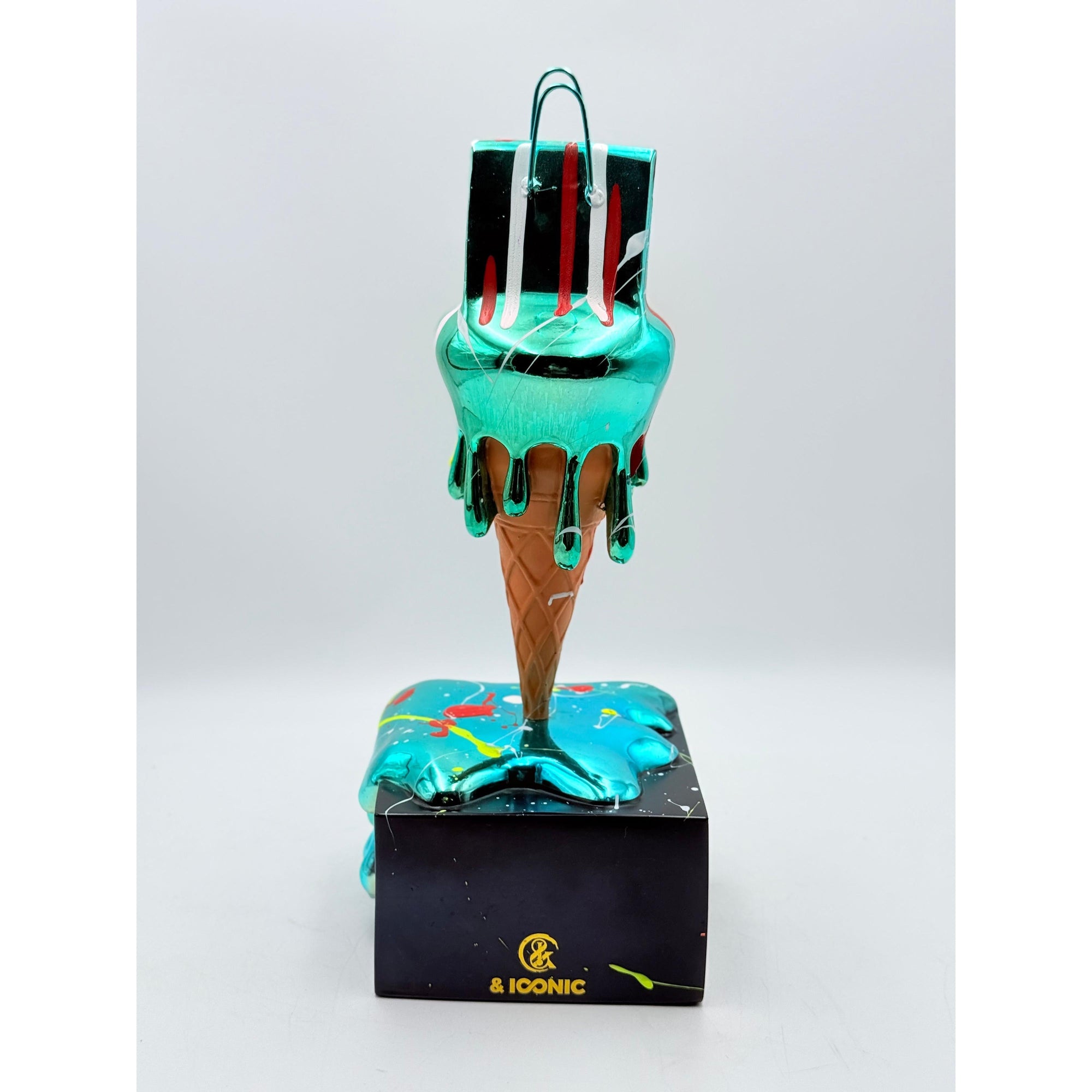 And Iconic Melty Bag Sculpture Blue Chrome Style
