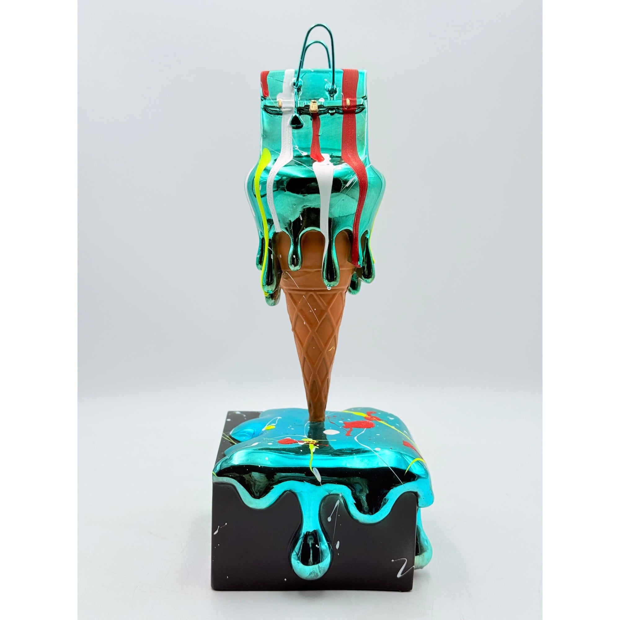 And Iconic Melty Bag Sculpture Blue Chrome Style