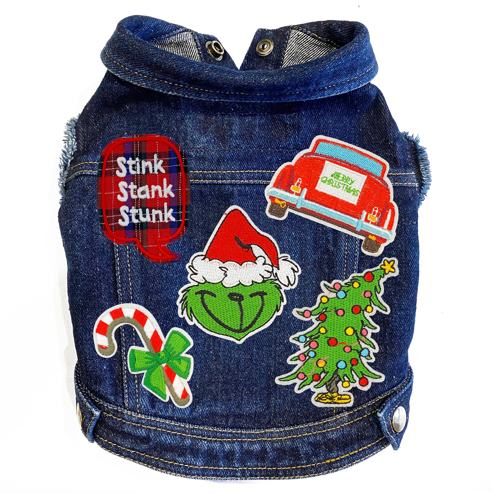 Merry Grinchmas Denim Dog Jacket