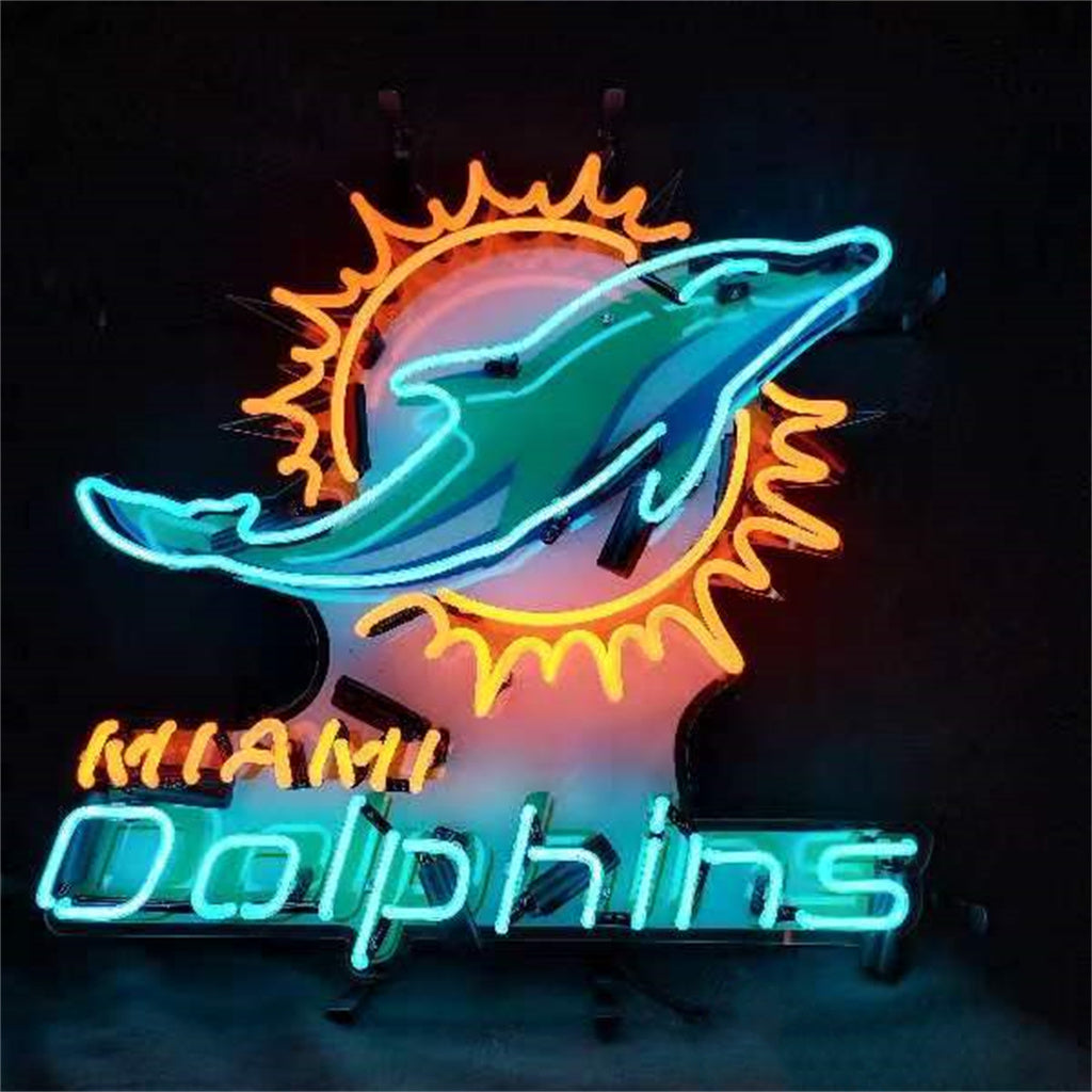 Miami Dolphins Acrylic Logo Real Glass Neon Sign