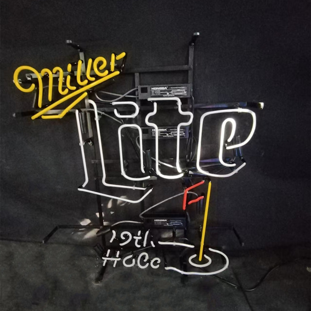 Miller Lite 19th Hole Real Glass Neon Sign