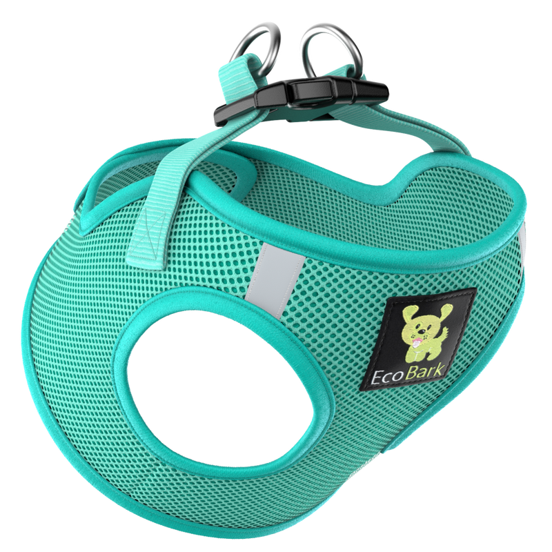 EcoBark Step In Dog Harness - Teacup & Small Breeds- Reflective Soft Mesh Harness for Teacup, Small Dogs and Puppies / Mint Turquoise