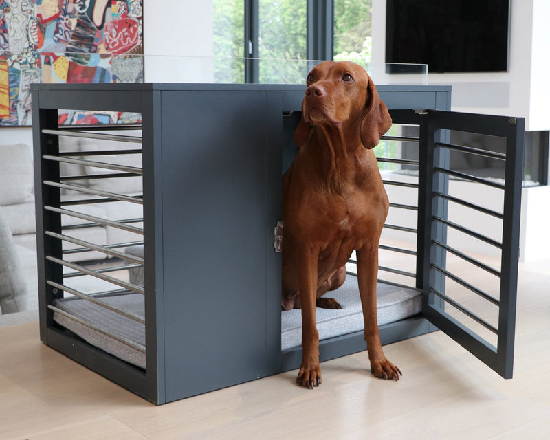 Bowsers Moderno Wood Dog Crate Furniture - Designer Indoor Crate and End Table