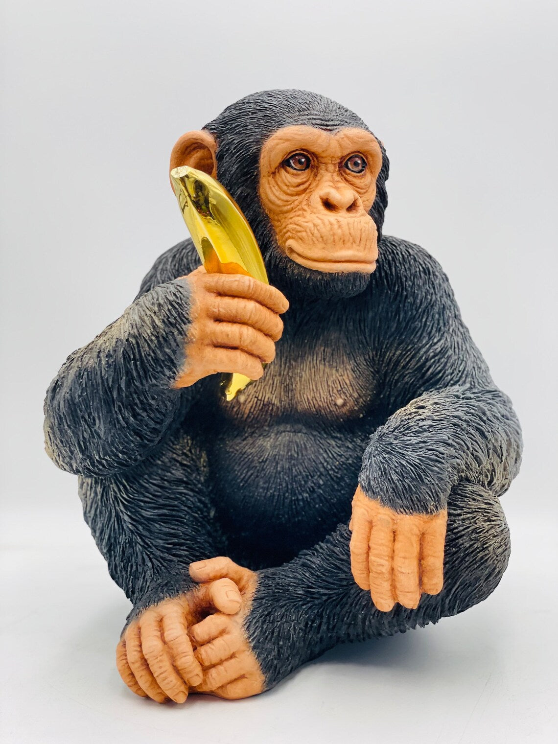 Modern Monkey Sculpture with Gold Banana