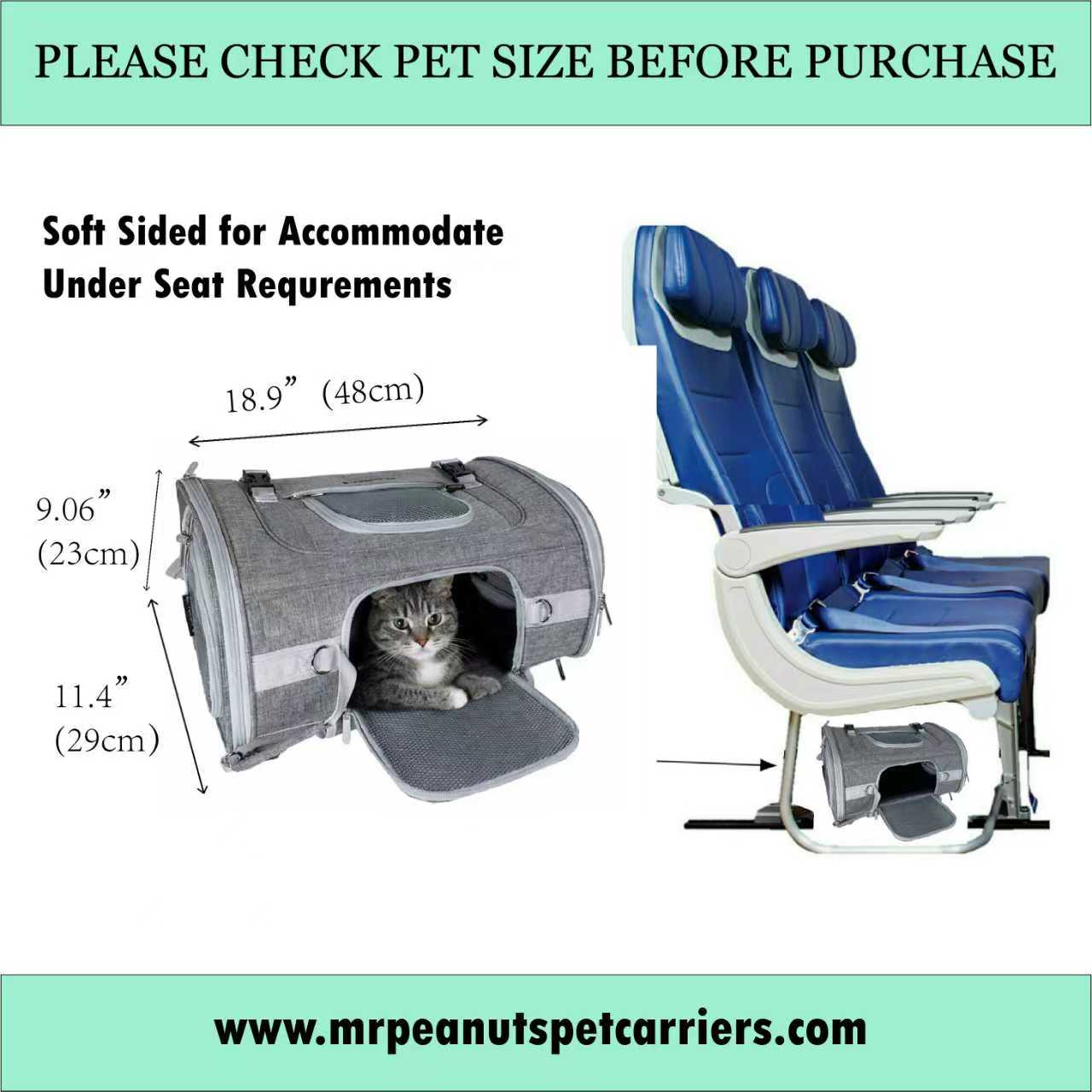 Mr. Peanuts Monterey Series Airline Compliant Horizontal Backpack Pet Carrier | HT Animal Supply
