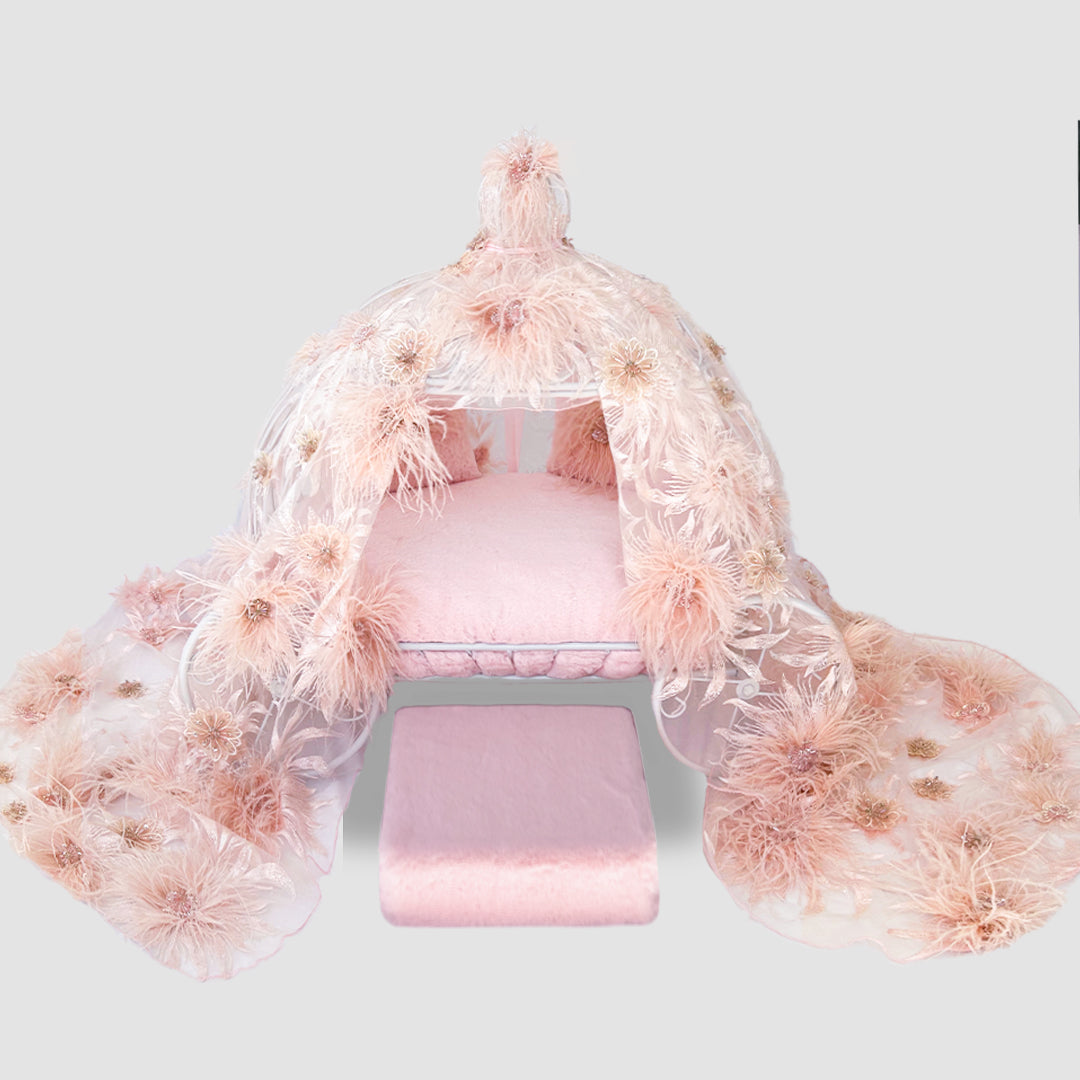 Hello Doggie Moulin Rouge Faux Fur Peach Dog Carriage Bed