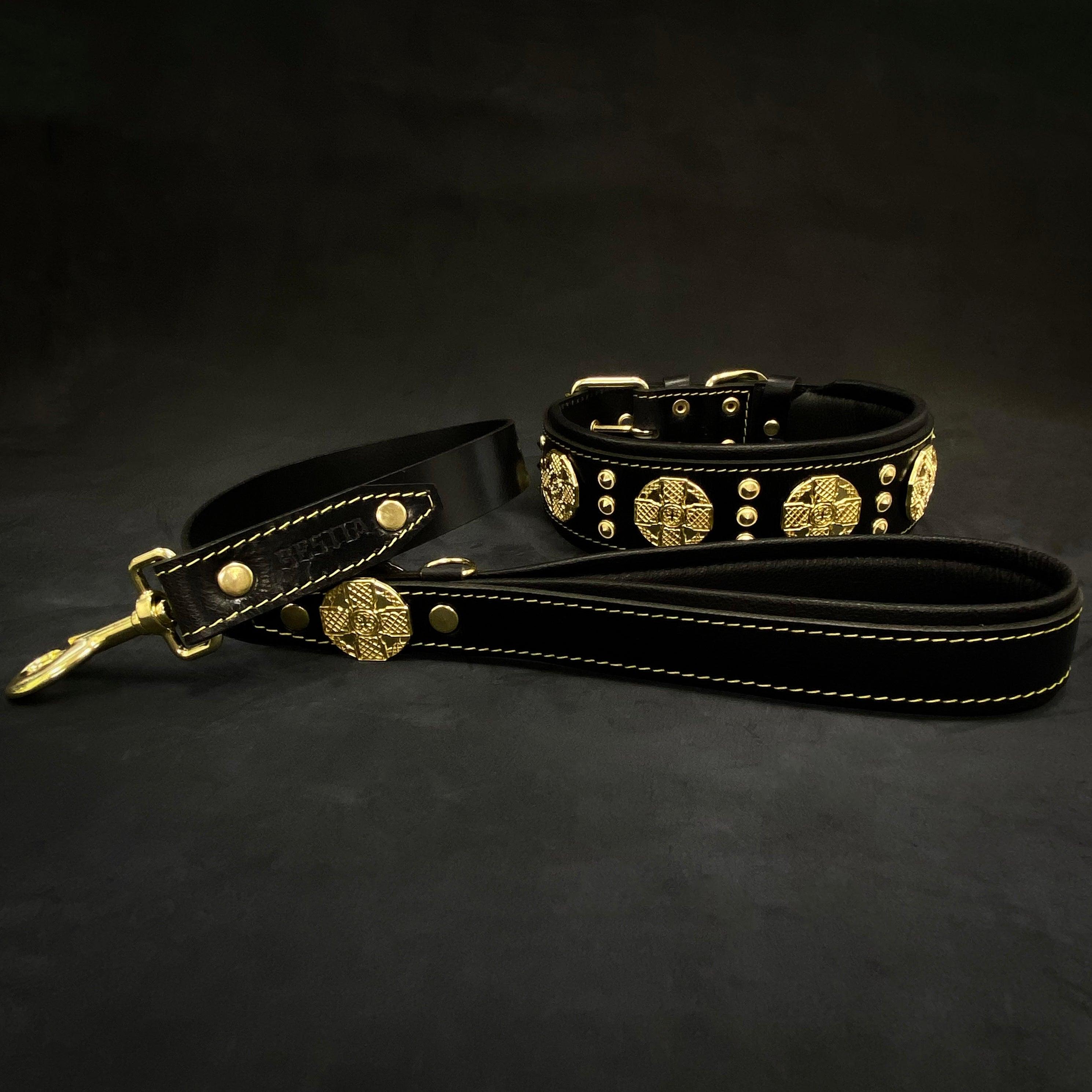 Bestia Dog Gear Genuine Leather Dog Collar - Black 