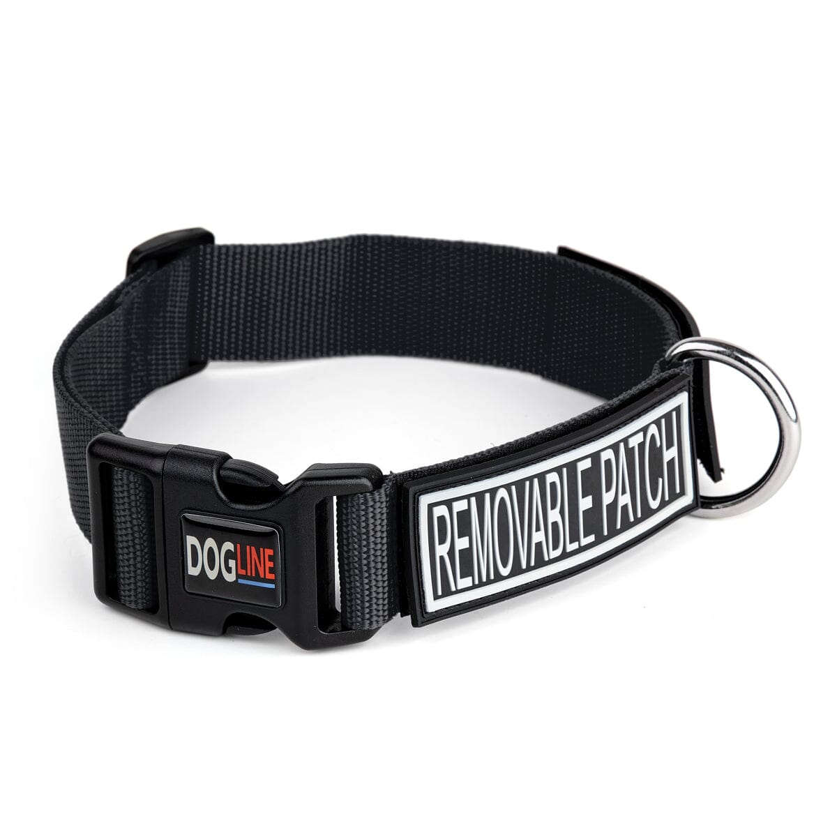 Dogline Omega Nylon Flat Collar with Built-In Hook & Loop Fastener