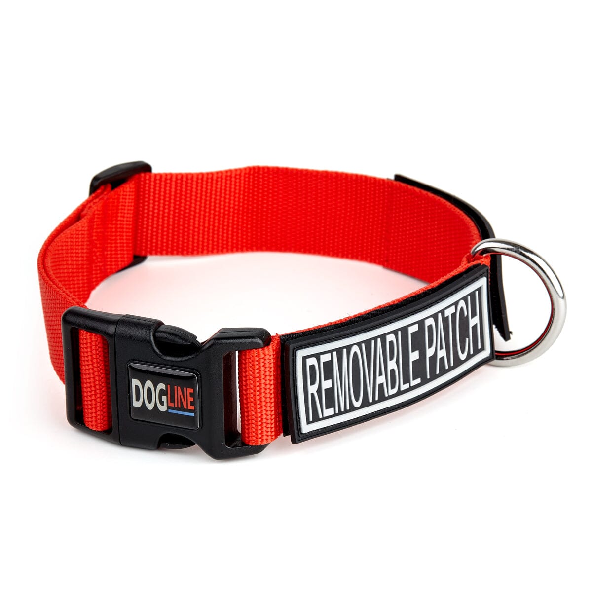 Dogline Omega Nylon Flat Collar with Built-In Hook & Loop Fastener