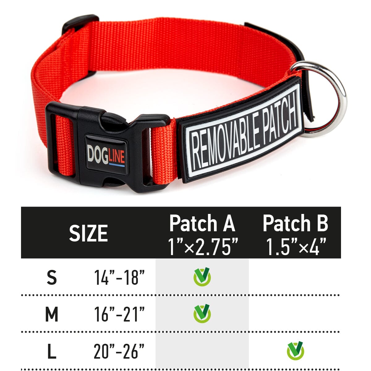 Dogline Omega Nylon Flat Collar with Built-In Hook & Loop Fastener
