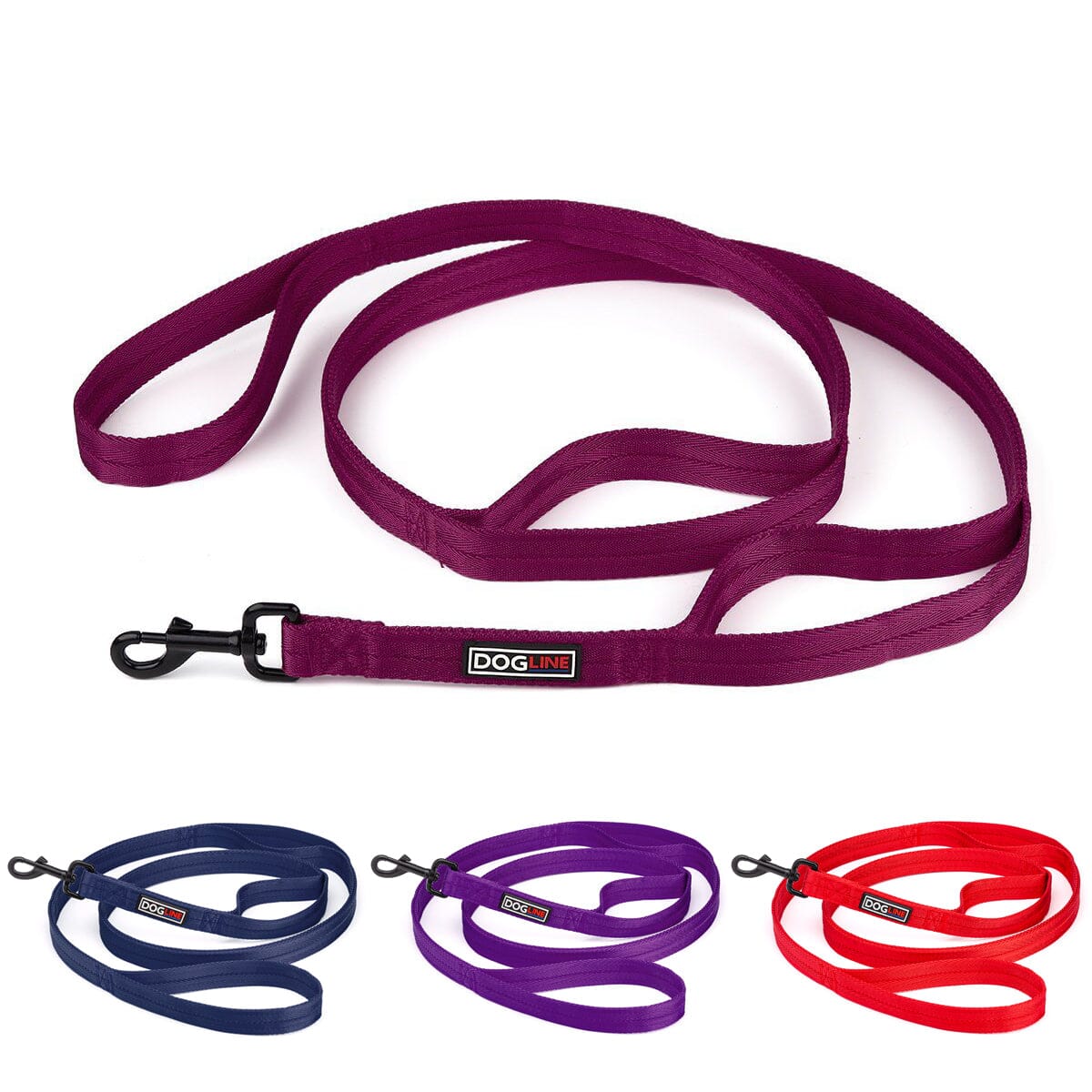 Dogline Nylon Multi-Handle Flat Dog Leash