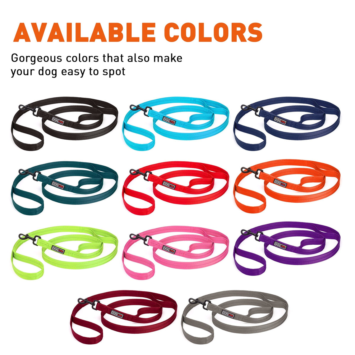 Dogline Nylon Multi-Handle Flat Dog Leash