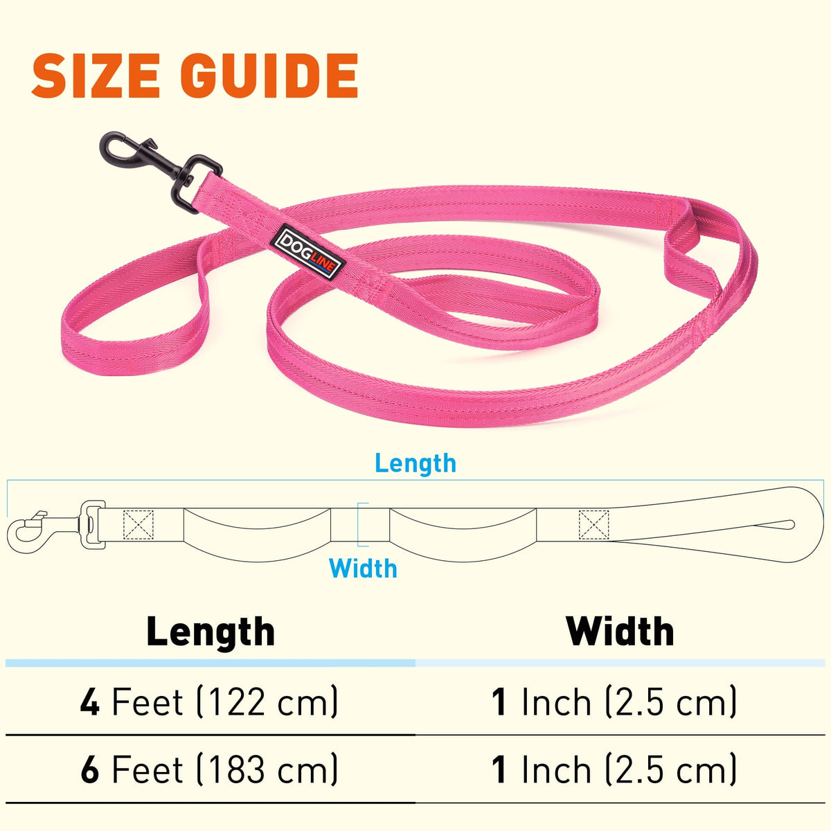 Dogline Nylon Multi-Handle Flat Dog Leash