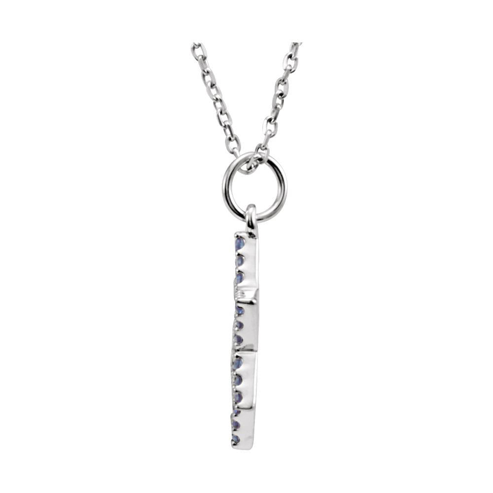 Blue Sapphire Star of David Necklace in 14k White Gold, 16 Inch