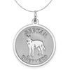 Sterling Silver Laser Etched German Shepherd Dog 19mm Necklace