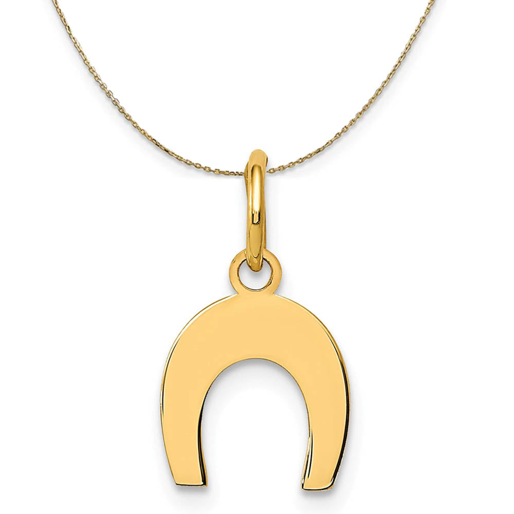 14k Yellow Gold Horseshoe Necklace in Polished