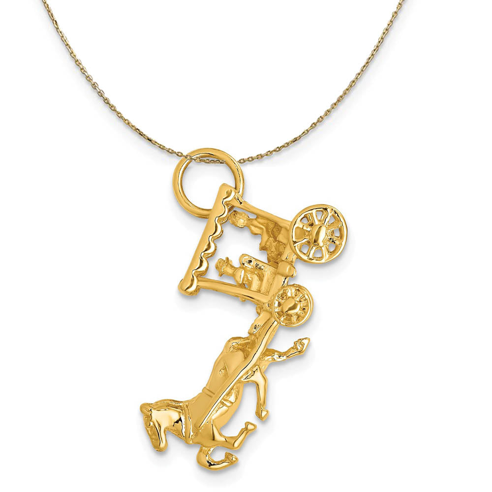 14k Yellow Gold Horse and Carriage Necklace