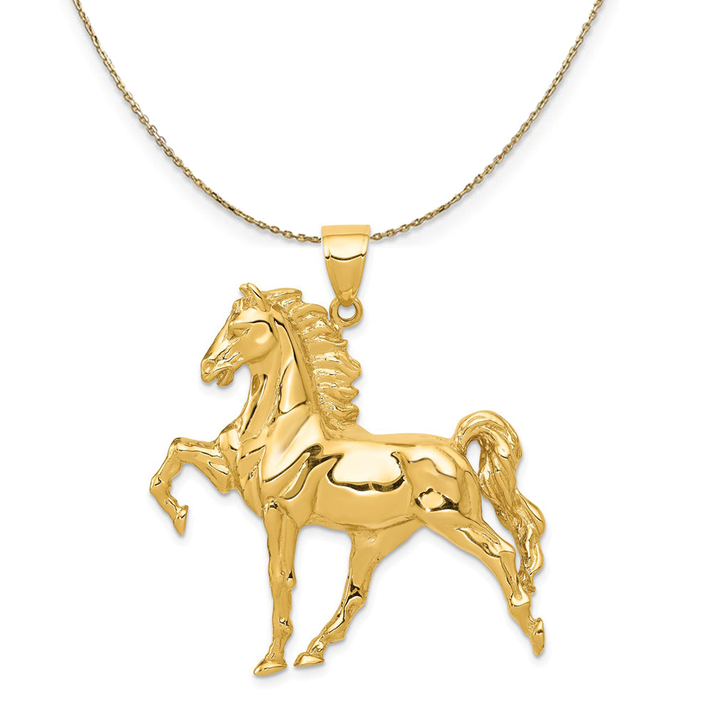 14k Yellow Gold Large Prancing Horse Necklace