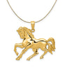 14k Yellow Gold Large Galloping Horse Necklace