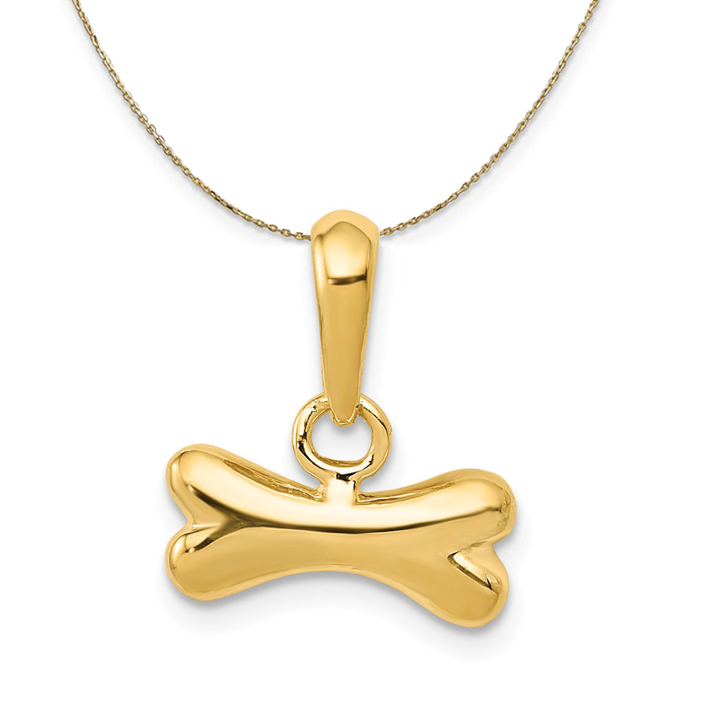 14k Yellow Gold Sm Polished Dog Bone Necklace