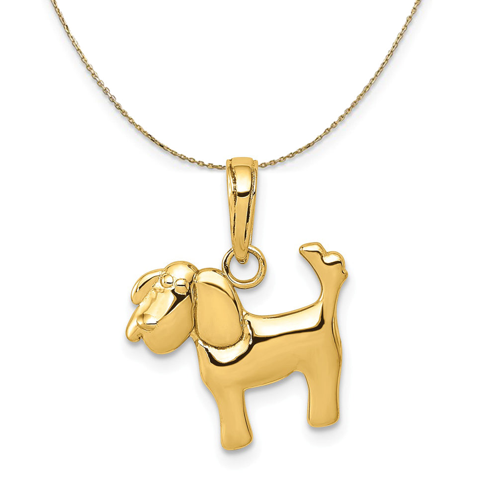 14k Yellow Gold Polished Whimsical Dog Necklace