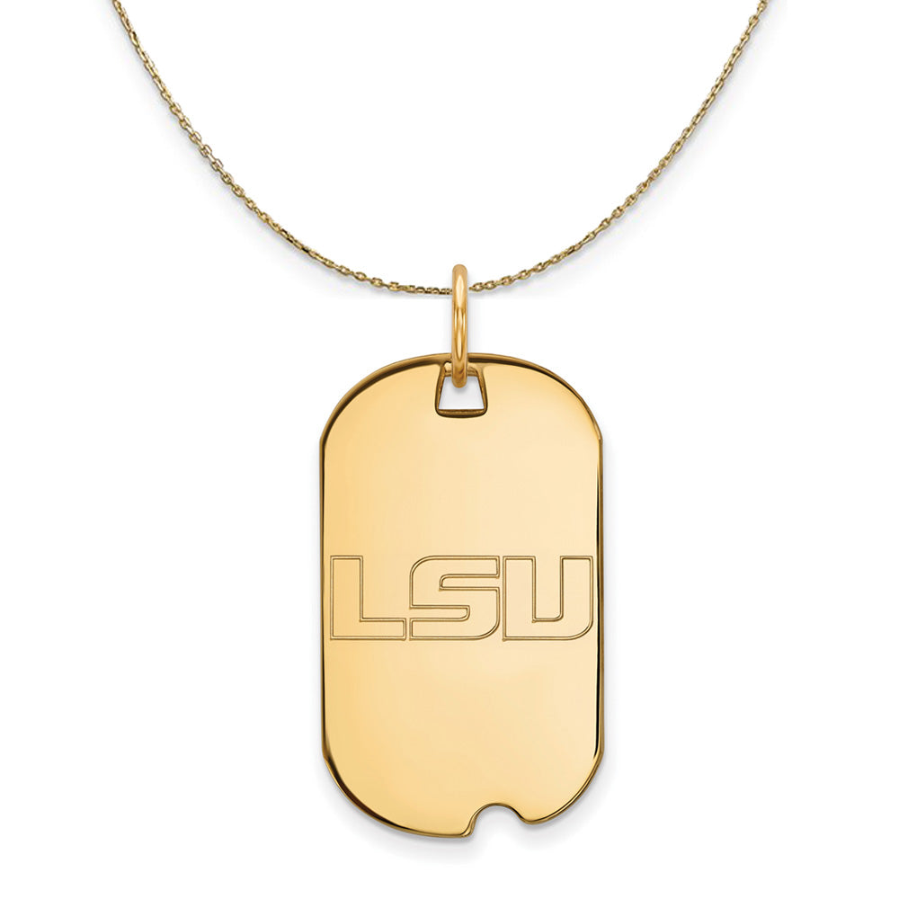 14k Yellow Gold Louisiana State Dog Tag Necklace