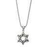 Mens Stainless Steel Antiqued 3D Star of David Necklace, 24 Inch