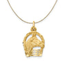 14k Yellow Gold Horse Head and Horseshoe Necklace