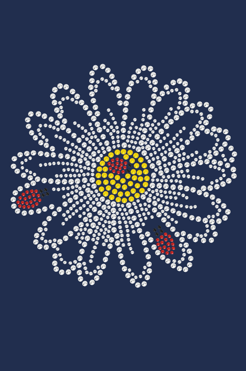 Large Daisy with Lady Bugs - Womens T-shirt