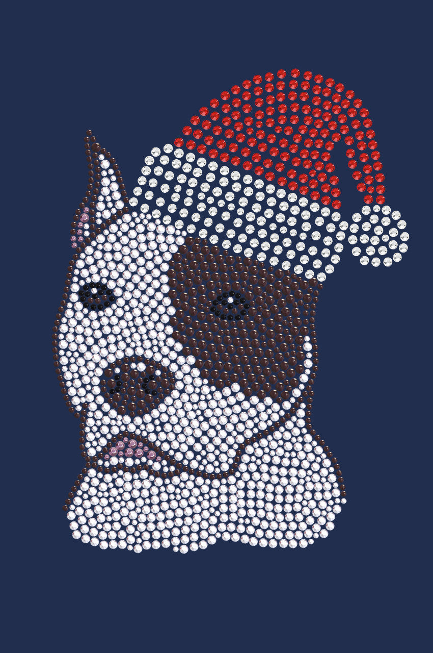 Pit Bull with Santa Hat - Womens T-shirt