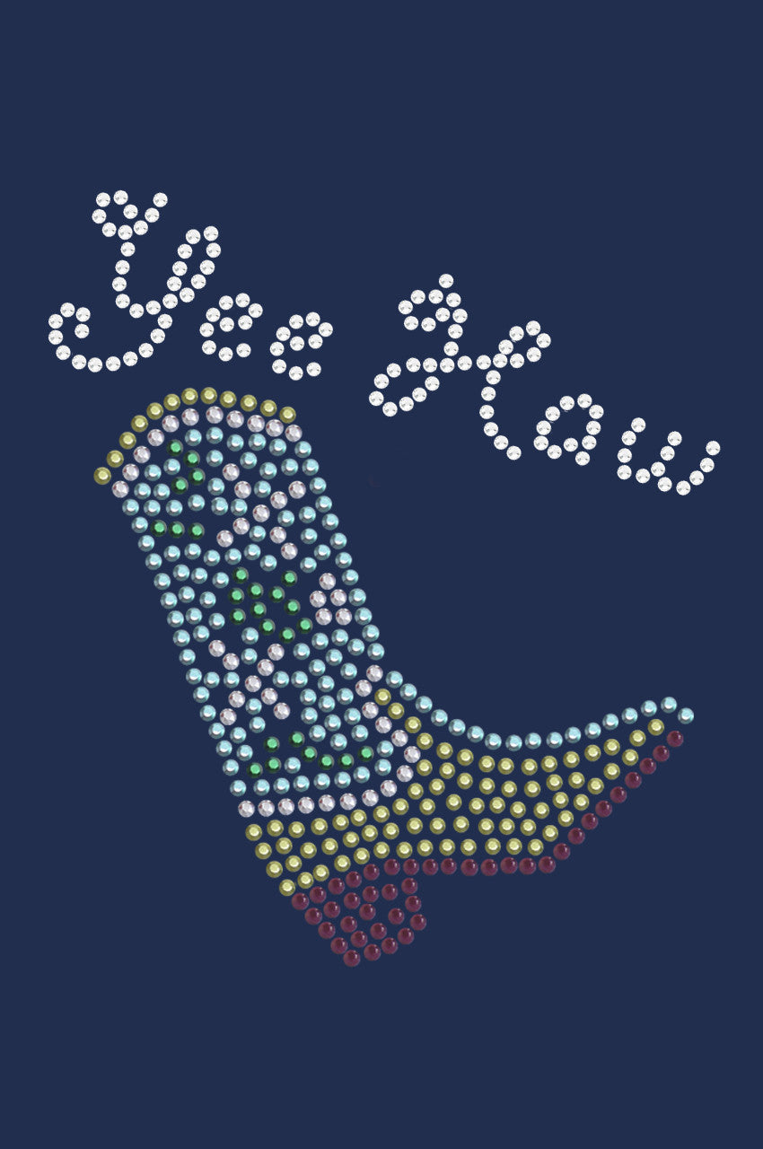 Boot (Green & Turquoise) with Yee Haw - Womens T-shirt