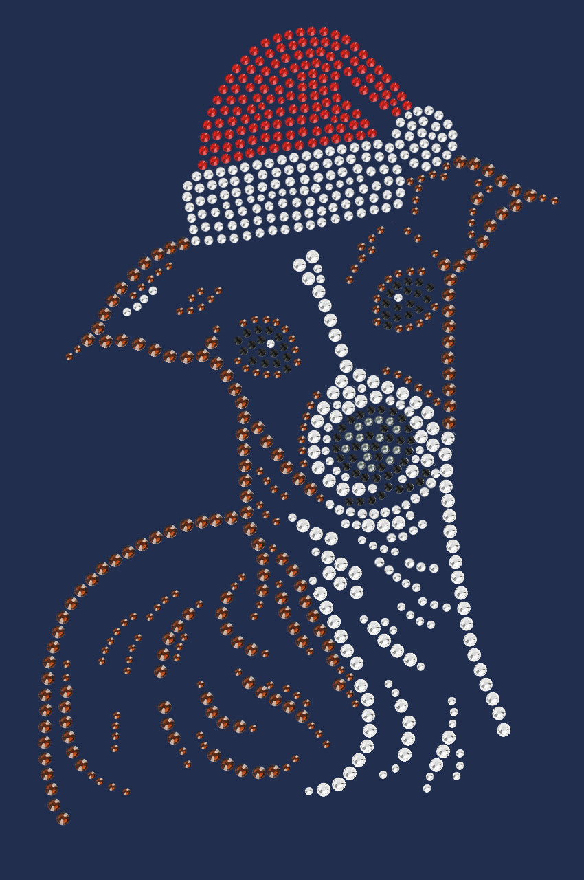 Italian Greyhound Face with Santa Hat - Womens T-shirt