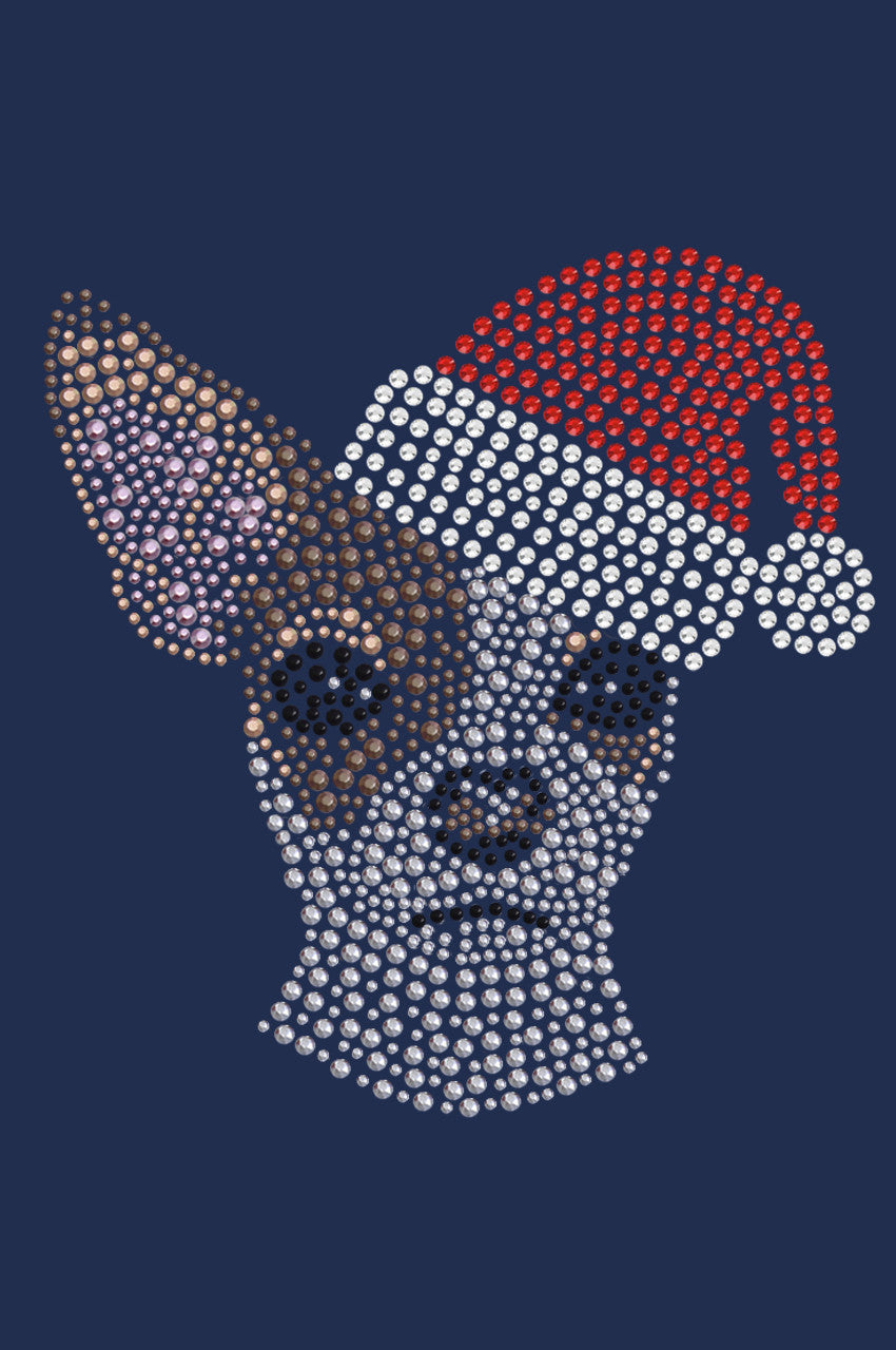 Chihuahua Face with Santa Hat - Womens T-shirt