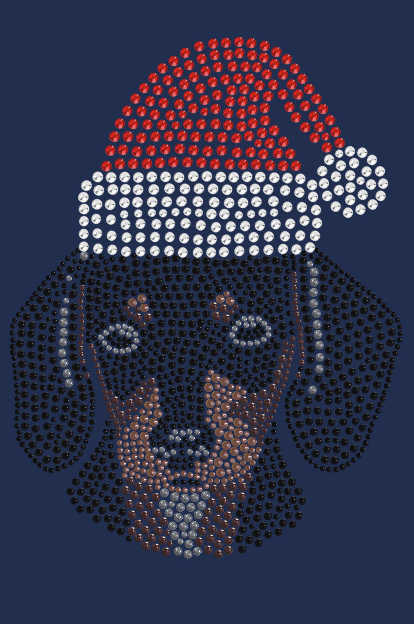 Dachshund Face with Santa Hat - Womens T-shirt
