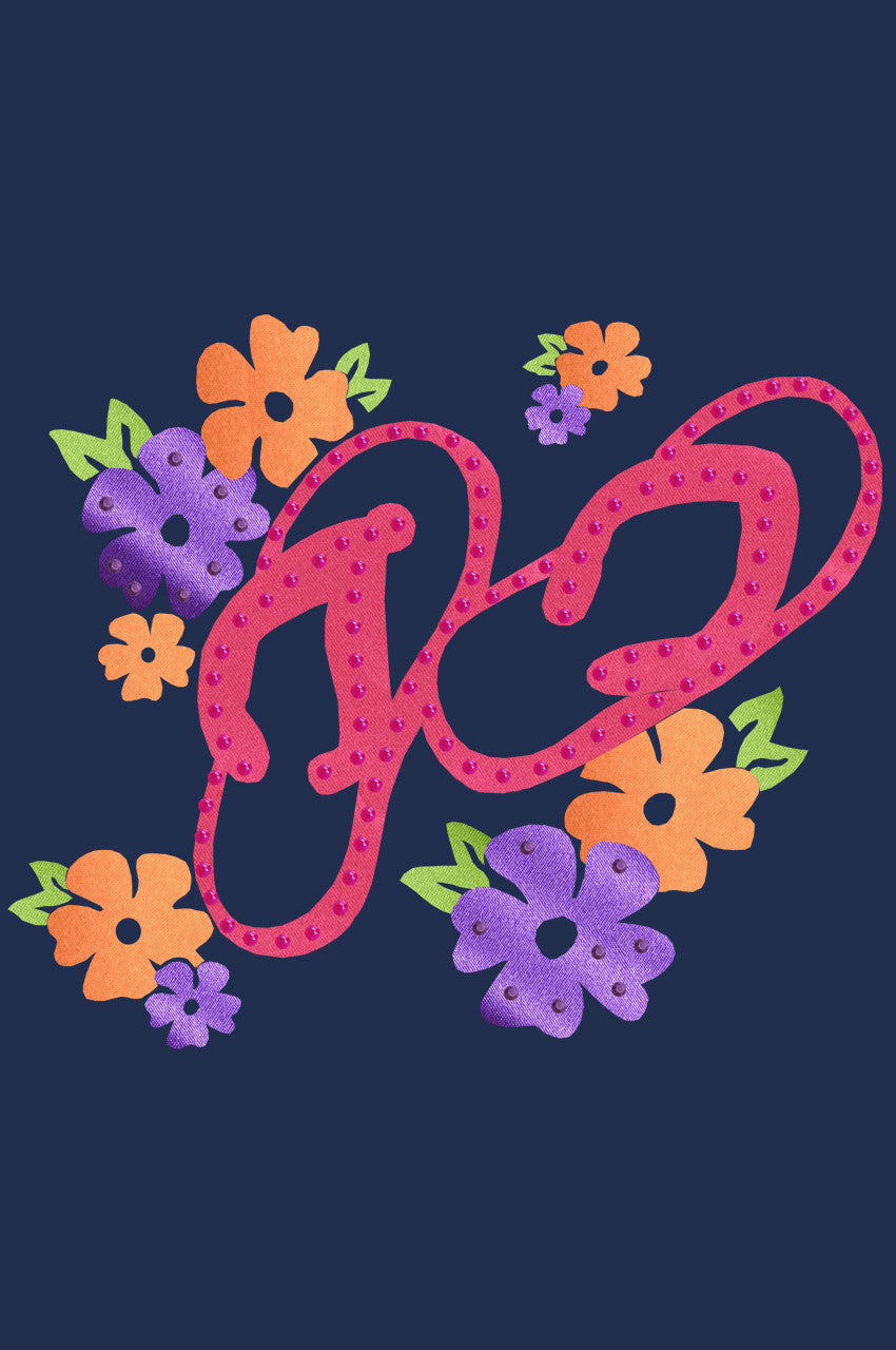 Satin Flip Flops with Flowers - Womens T-shirt