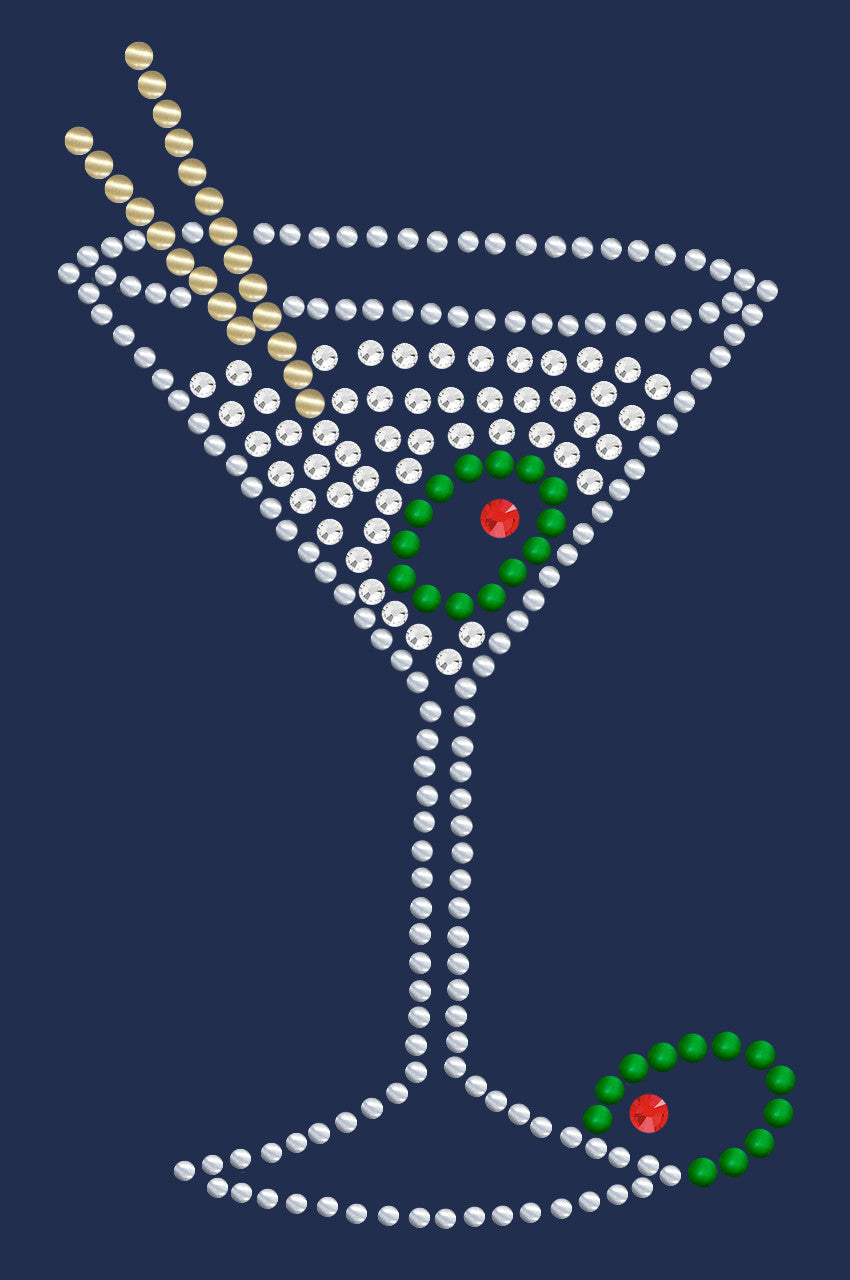 Martini (Silver Rhinestone)- Womens T-shirt