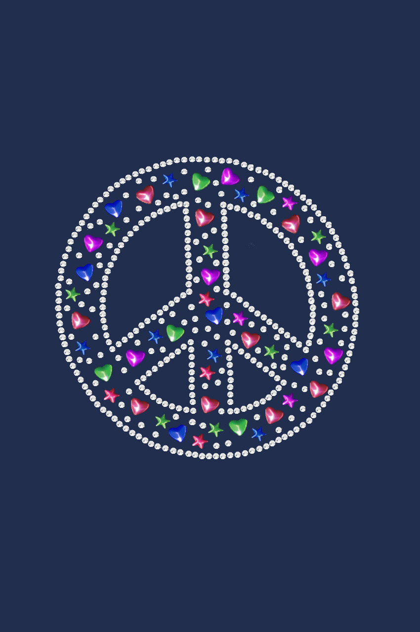 Peace Sign with Stars & Hearts - Womens T-shirt