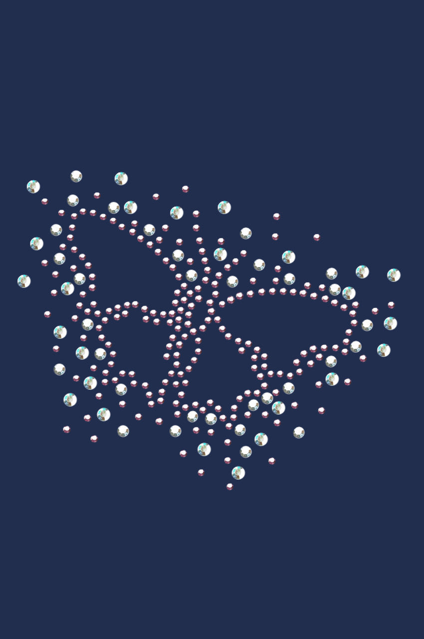 Pink Austrian crystal AB Butterfly - Womens T-shirt