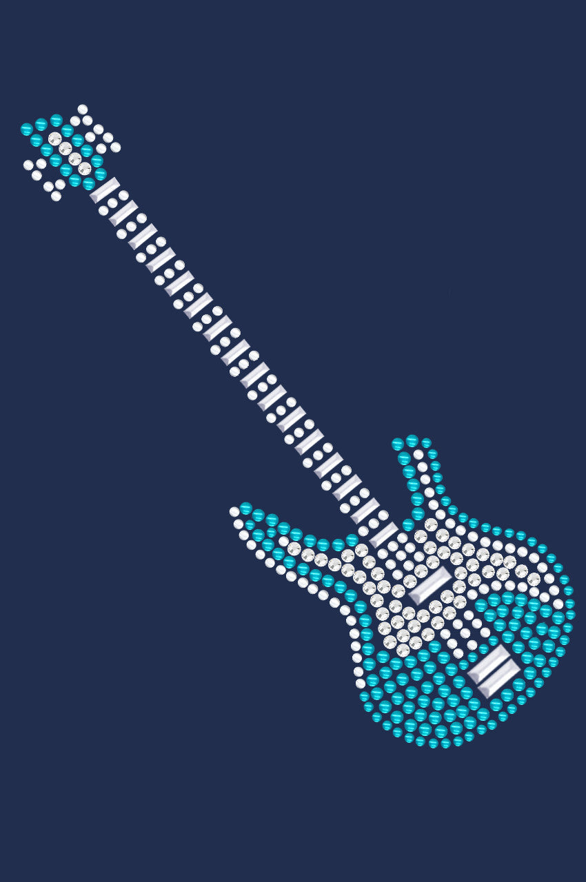 Guitar (Blue Austrian crystal) - Womens T-shirt