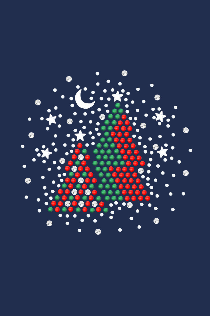 Red & Green Christmas Trees with Austrian crystal Snowflakes - Womens T-shirt