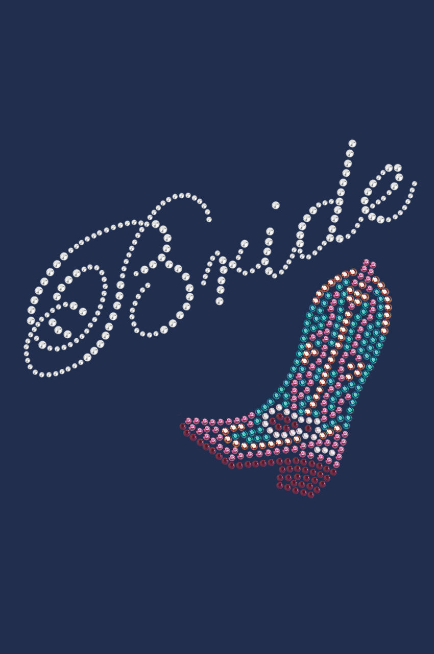 Bride with Pink/Turquoise Cowboy Boot- Womens T-shirt
